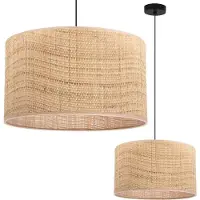 Light11 HOME Rattan-Hängelampe Schwarz 1 Flacher Rattan-Lampenschirm 35Cm