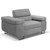 MargaretHadas24 Sessel Marlene mit verstellbaren Kopfstützen 135 cm Lieferung bis in die Wohnung Wohnzimmer bequemer Sessel Wohnung Relaxsessel (Farbe: hellgrau Vena 17)