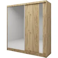 MargaretHadas24 200 cm Kleiderschrank Gabo mit Spiegel inklusive 2 Schiebetüren Schwebetürenschrank (Farbe: artisan)