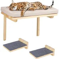 Supfine Set 3-teilig Katzen Kletterwand Wandkratzbaum Katzenplattform mit Kissen Katzenbett für Wandmontage Katzenwand