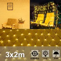 XINZI LED Netzlichter 3x2m - Fairy Lights, 8 Leuchtmodi warmweiß, IP44, Weihnachtsbeleuchtung Dekoration für Innen, Garten, Hochzeit, Party, Halloween