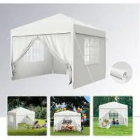 ACXIN Pavillon Wasserdicht - Partyzelt Gartenpavillon mit 8 Seitenwänden Camping Festpavillon für Garten, Party, Hochzeit (3 x 3m mit 4 Seitenwände, Weiß)