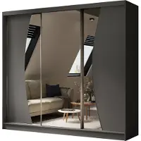 MargaretHadas24 240 cm Kleiderschrank Vex mit Spiegel inklusive 3 Schiebetüren Schwebetürenschrank (Farbe: graphit)