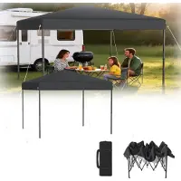 XINZI Pop-Up Pavillon 3x3m Faltpavillon, wasserdicht & UV-Schutz, Ein-Knopf-Schnellaufbau, 3-stufig höhenverstellbar, Anthrazit (ohne Seitenwände)