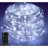 ROSNEK 50M 400 LED Lichterkette 8 Lichtmodi Wasserdicht Innen Party Garten Lichterketten Weihnachtslicht, Weiß