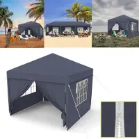 ACXIN Pavillon Wasserdicht - Partyzelt Gartenpavillon mit 8 Seitenwänden Camping Festpavillon für Garten, Party, Hochzeit (3 x 3m mit 4 Seitenwände, Anthrazit)