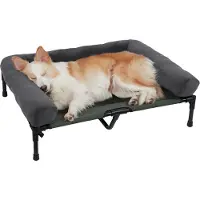 WISFOR Hundeliege Hundebett Katzenbett Schlafplatz Relaxliege mit Plüsch Hundematte, 90x70x28cm(Größe: L)