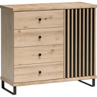 MINIO go for it , Kommode "CALI 5", Lamellen, 102 cm, mit Metallbeine, Artisan Eiche / Schwarze Farbe