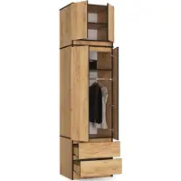 BDW Kleiderschrank mit Aufsatz, 4-türiger Kleiderschrank, Eiche Craft