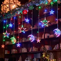 Rosikey 3M Bunt Led Lichtervorhang Sterne Mond, Led Lichterkette Batteriebetrieben, Innen Schlafzimmer Hochzeit Party Weihnachtsdekoration Lichterketten Deko