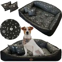 EDANTI Hundebett Katzenbett 75x65 Cm Shell Hundekissen Hundesofa Hundekorb Hundecouch Sofa Knochen Silber