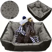 EDANTI Hundebett Katzenbett 130x105 Cm Hundekissen Hundesofa Hundekorb Hundecouch Sofa Knochen Schwarz