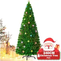 XINZI Künstlicher Weihnachtsbaum 240cm mit LED & Schneeflocken - Glasfaser-Farbwechsel Christbaum, Tannenbaum Dekobaum Kunstbaum, Bunte Glasfaser