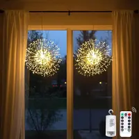 Rosikey 2x Löwenzahn Lichterkette Batterie 198 LED Weihnachtsbeleuchtung 8 Modi Fenster Weihnachtsdeko DIY Feuerwerk Lichter Innen Party Hochzeit Deko