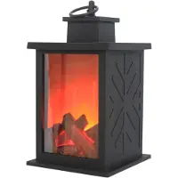 Rosikey LED Kaminlaterne - Kompaktes Stimmungsfeuer - Kleine Laterne Schwarz