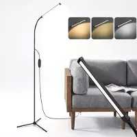 Rosikey LED Stehlampe - Dimmbar Modern Flexibler Schwanenhals Stehleuchte - 3 Farbmodi 10 Helligkeitsstufen - Schwarz 152 cm
