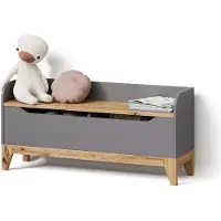Livinity Spielzeugtruhe Malia Grau/Artisan 107.2 x 50 cm mit Sitzbank, Model 59789