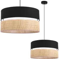 Light11 HOME Rattan Duo Schwarz Hängelampe, Rattan Schwarz Lampenschirm