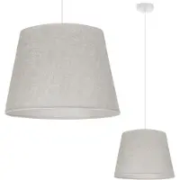 Light11 HOME Hängelampe, Leinenkegel, weiß, 1 flacher, hellbeiger Lampenschirm, L01 38cm