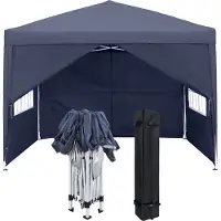 TRMLBE Pavillon Faltpavillon 3x3m Faltbar Gartenpavillon mit 4 Seitenteilen & Fenstern & Tragetasche Weidezelt Gartenzelt UV-Schutz, Dunkelgrau
