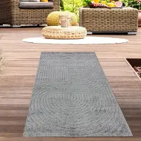 Carpetia Moderner Outdoor Teppich Wetterfest Terrasse Balkon Boho-Style hochwertig pflegeleicht Anthrazit Größe - 80 x 150 cm