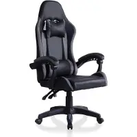 CLIPOP Bürostuhl Ergonomisch Gaming-Stuhl, mit Armlehne, Kopfstütze, Lendenkissen, Grau