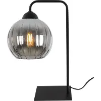 Light11 HOME Tischleuchte Costa Schwarz 1-flammig Glas Rauchgrau Kugel E27