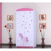 BDW Kleiderschrank, 2 Türen, 2 Schubladen, Garderobenschrank, 180x90 cm, Rose