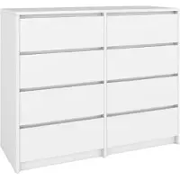 BDW , Kommode mit Schubladen, Sideboard Wohnzimmer, 120x100cm, Weiß