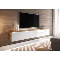 MINIO go for it , TV-Schrank, Lowboard "DONNA" 180 cm, stehend, hängend, Wotan Eiche Farbe / Weiß Glanz