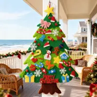 XINZI DIY Filz-Weihnachtsbaum mit 32 abnehmbaren Hängedekorationen – Tür- und Wanddeko, Weihnachtsgeschenk für Kinder, Home Weihnachten Dekoration, Typ B