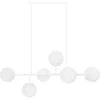 Light11 HOME Siena Weisse Deckenleuchte 6 Flache Weisse Lampenschirme E14 Lange Arme