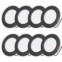 ROSNEK 8 Stück 3W 12V LED Einbaustrahler Warmweiß Ultradünn Deckenleuchte Einbauleuchte Strahler Innenbeleuchtung, Schwarz