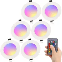 Rosikey Einbaustrahler Led Spots Mit Fernbedienung 230V, 16 Farben Dimmbar RGBW Spots Einbau Deckenleuchte Rund Deckenspots Einbauleuchten Ultra Flach, 5W 6Pc