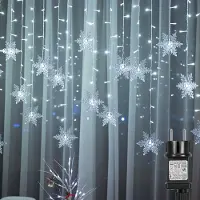 ROSNEK 94 LED Schneeflocke Lichterkette Lichtervorhang Wasserdicht Weihnachten Garten Party Dekoration, Weiß