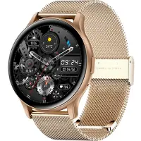 Douself SENBONO MAX11 Smartwatch, 1,43-Zoll-AMOLED-Voll-Touchscreen | IP68 wasserdicht | BT5.0 | Gesundheitsüberwachung | Mehrere Sportmodi, Mesh-Stahlband, Gold