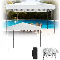 XINZI Pop-Up Pavillon 3x3m Faltpavillon, wasserdicht & UV-Schutz, Ein-Knopf-Schnellaufbau, 3-stufig höhenverstellbar, Weiß (ohne Seitenwände)