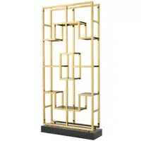Casa Padrino Luxus Wohnzimmer Regalschrank Gold / Schwarz 108 x 29 x H. 240 cm - Luxus Möbel