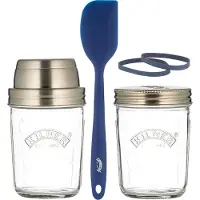 Kilner 65025035, Set, Rund, 0,35 l, Blau, Silber, Transparent, Glas, 109 mm