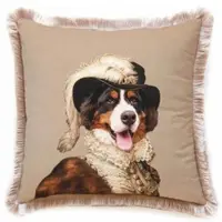Casa Padrino Luxus Deko Samt Kissen Lord Bernhardiner Creme 45 x 45 cm
