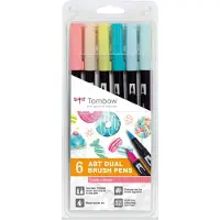 Tombow ABT-6P-4, Fein / Extradick, 6 Farben, Mehrfarben, Rundspitze & Bürstenspitze, Mehrfarben, Rund