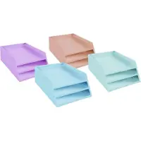 Exacompta 4er-Pack Briefablage mit 3 Ebenen »Aquarel« A4+ mehrfarbig, 29x19x35 cm