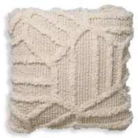 Casa Padrino Luxus Kissen Elfenbein 50 x 50 cm - Handgewebtes Deko Woll Kissen - Quadratisches Zierkissen - Wohnzimmer Dekoration - Luxus Deko Accessoires - Luxus Qualität