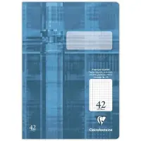 Clairefontaine 25x Schulheft , DIN A4, 16 Blatt, 90g, Lineatur 38 durchgehend kariert mit Rahmen 5x5mm gelocht - Blaugrau 331042C