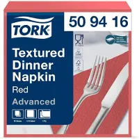 Tork Textured Dinner Napkin Red 14ply 2ply 38 x 39 cm 18 x 50 napkins 509416
