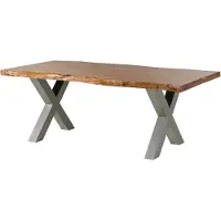MASSIVMOEBEL24.DE MASSIVMOEBEL24 Baumtisch Akazie 200x100x77 Akazie natur lackiert / X-Beine silber matt FREEFORM 5