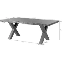 MASSIVMOEBEL24.DE MASSIVMOEBEL24 Baumtisch Akazie 180x90x77 grau lackiert / X-Beine silber matt FREEFORM 5