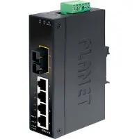 Planet IP30 Slim Type 4-Port industrieller Ethernet Switch + 1-Port 100Base-FX(SC) (-10 - 60ø C), Unmanaged, L2, Fast Ethernet (10/100), Vollduplex, Wandmontage