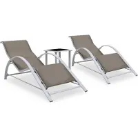 vidaXL Möbel Sonnenliegen 2 Stk. mit Tisch Aluminium Taupe - Gartenliegen 310538