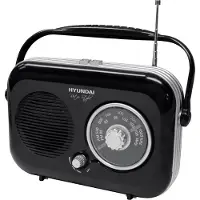 Hyundai Retro Radio PR 100 tragbar AM/FM AUX schwarz Batterie- und Netzbetrieb 160x230x60 mm